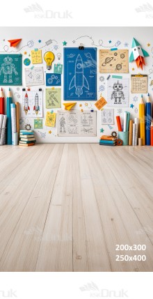 Tło fotograficzne „Kosmiczna pracownia młodego odkrywcy – edukacyjna aranżacja STEM” | 4175
